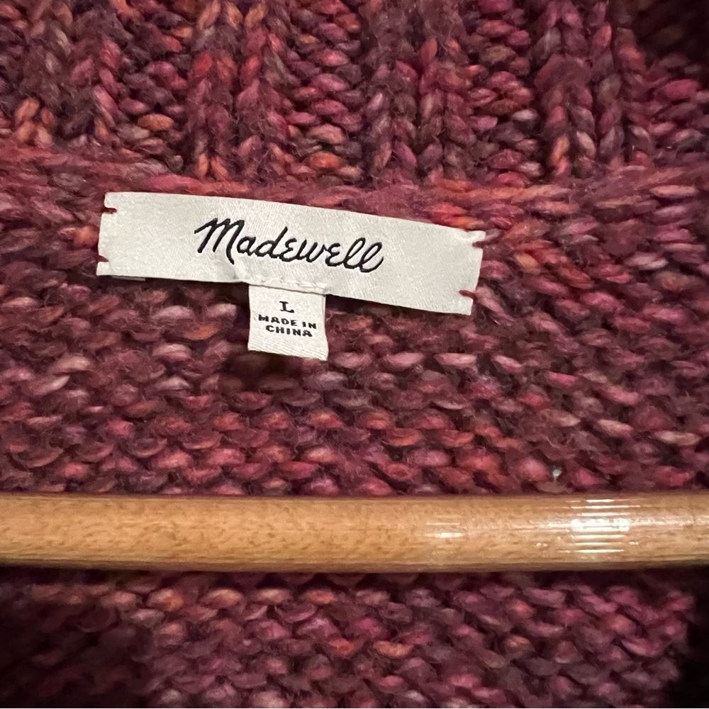 Madewell 100% Wool Marled V-Neck Sweater - Size Large - Picture 4 of 5